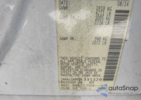 2015 Nissan Altima 2.5 S из США, поврежденный, VIN 1N4AL3AP7FN335329